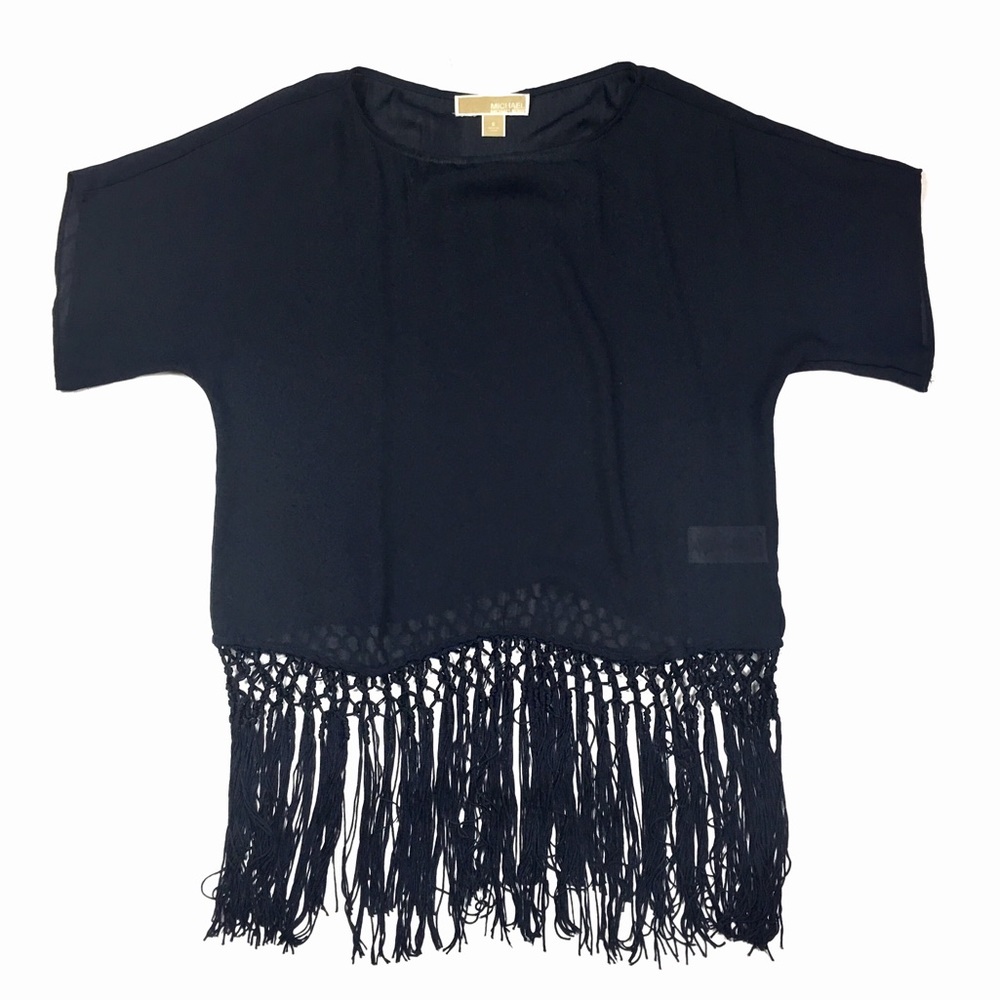 Michael Michael Kors Sheer Chiffon Fringe Blouse